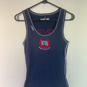 Alp N Rock Navy Tank Top with Red Embroidery